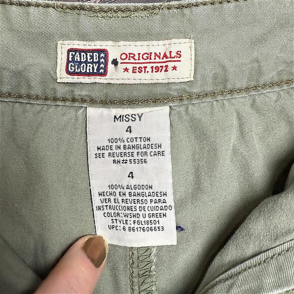 Faded Glory Olive Green Cargo Mini Skirt Raw Hem Y2K Utility Grunge Sz 4 - Picture 6 of 10